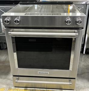 30" KitchenAid 6.4 Cu. Ft. 5-Element Electric Convection Front Control Range - YKSEG700ESS