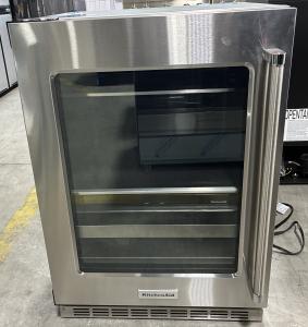 24" KitchenAid Beverage Center with Glass Door and Metal-Front Racks - KUBL314KSS
