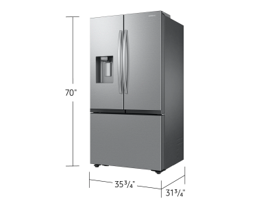 36" Samsung Bespoke AI 3-Door French Door Refrigerator with External Water & Ice Dispenser - RF27CG5B30SRAA