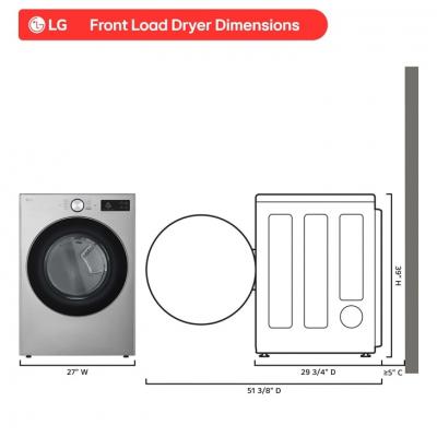 LG 7.4 Cu. Ft. Ultra Large Capacity Smart Front Load Gas Dryer with TurboSteam AI Sensing and Hybrid Electronic Controls with LCD Display - DLGX5801V