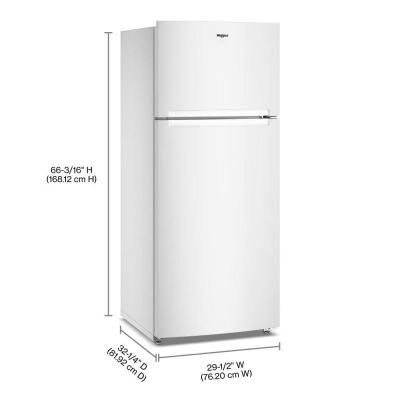 28" Whirlpool 18.0 Cu. Ft. Wide Top Freezer Refrigerator with Total Coverage Cooling - WRTX5118TW