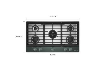36" KitchenAid Gas Cooktop with 5 Burners and Integrated Wok Grate - KCGK536SJP