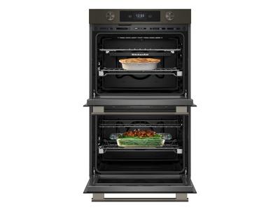 30" Kitchenaid Smart Electric Double Wall Oven with Intelligent Cooking Camera in Black Ore - KOED930SBE
