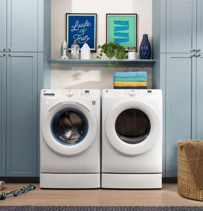 28" GE 5.3 cu. ft. Capacity Front Load Washer with UltraFresh Vent System White - GFW350SSYWW