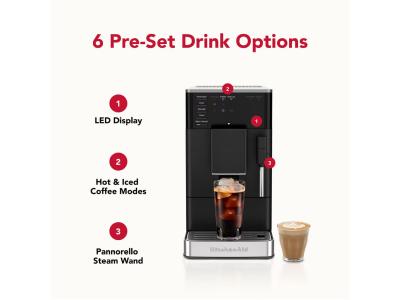 KitchenAid Fully Automatic Espresso Machine KF2 with grinder from Hot Espresso to Iced Coffee at Home - KES8453BM