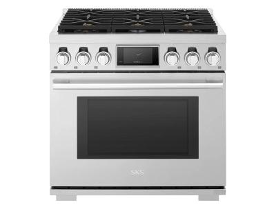 36" Signature Kitchen Suite Dual-Fuel Pro Range with Six Burners - SKSDR360S