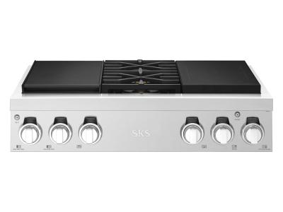 36" Signature Kitchen Suite Dual-Fuel Pro Rangetop with Sous Vide and Induction - SKSRT360SIS