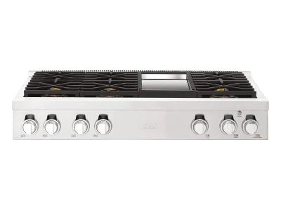 48" Signature Kitchen Suite Gas Pro Rangetop 6 Burners and Griddle - SKSRT480GS