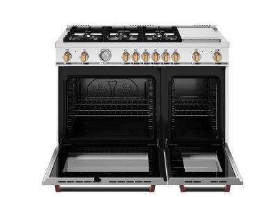 48" Bertazzoni All Gas Range 6 Burner and Griddle  - MAS486GGASNG