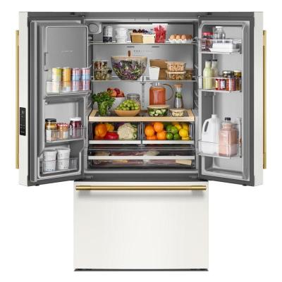 36" Kitchenaid 30 Cu. Ft. French Door Refrigerator with Exterior Water and Ice Dispenser and Wood-Look Sliding Tray in Porcelain White - KRFF436SPL