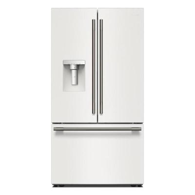 36" Kitchenaid 30 Cu. Ft. French Door Refrigerator with Exterior Water and Ice Dispenser and Wood-Look Sliding Tray in Porcelain White - KRFF436SPL
