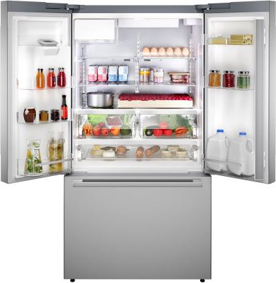 36" Bosch 500 Series French Door Bottom Mount Refrigerator Brushed steel Anti-Fingerprint Total No Frost - B36FD52SNS